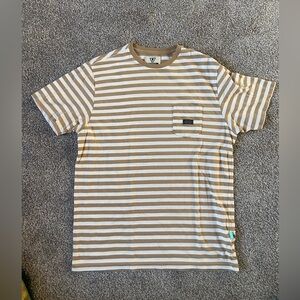 VISSLA Tan and White Striped Tee